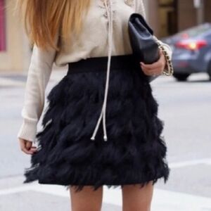 Banana Republic Black Feathered Mini Skirt